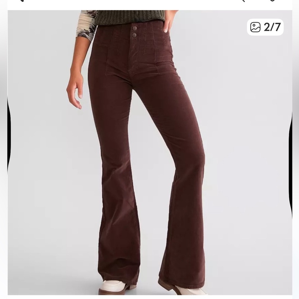Free People Jayde Corduroy Flares in Chocolate Brown Size 27